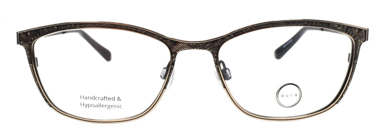 Aura Eyewear Eden Women's Eyeglasses Frames 52-18-135 Black Gold Hypoallergenic