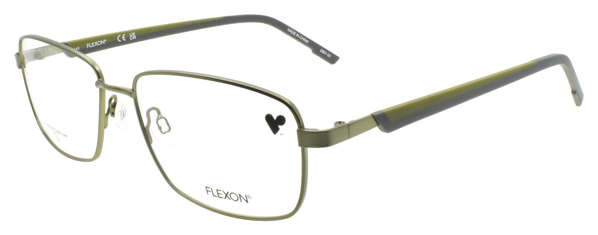 Flexon H6077 306 Men's Eyeglasses Frames 57-17-145 Satin Moss Green Titanium