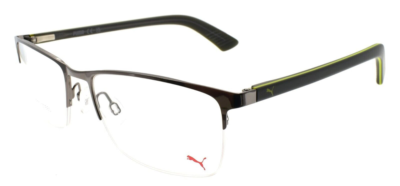 PUMA PU0028O 008 Men's Eyeglasses Frames Half-Rim 56-18-140 Gunmetal / Gray