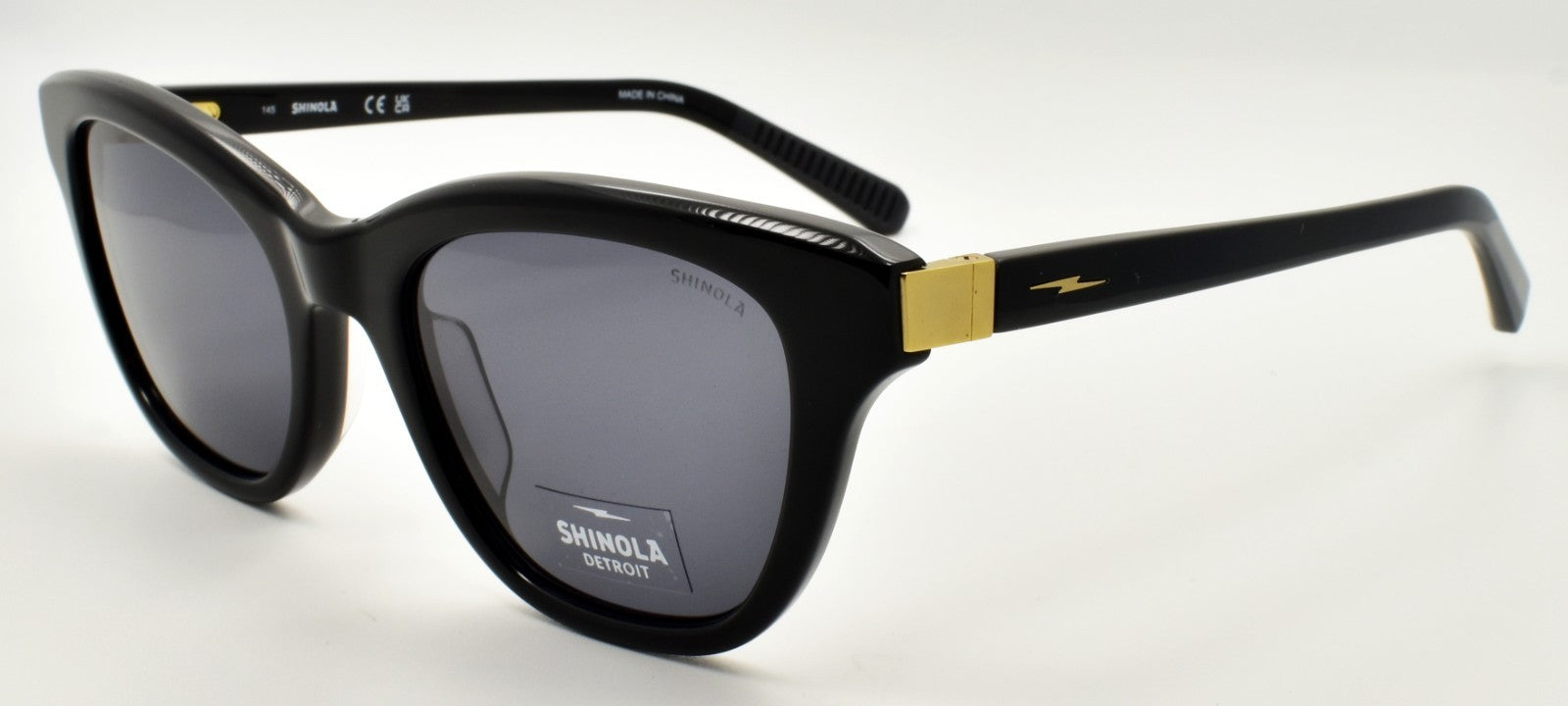Shinola by Flexon SH1503S 001 Women's Sunglasses Cat Eye 52-20-145 Black / Gray0