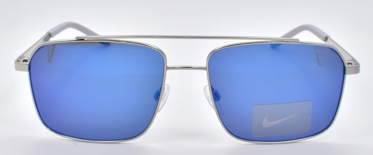 Nike Traveler Strike IB3676X 032 Men's Aviator Sunglasses Silver / Blue Mirror