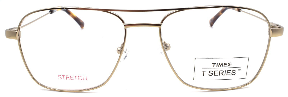 Timex 5:26 PM Men's Eyeglasses Frames Aviator Flexible LARGE 57-17-150 Gold