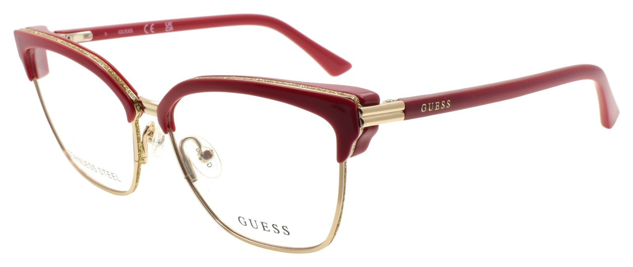 GUESS GU2945 066 Women's Eyeglasses Frames Cat Eye 54-15-135 Red / Gold