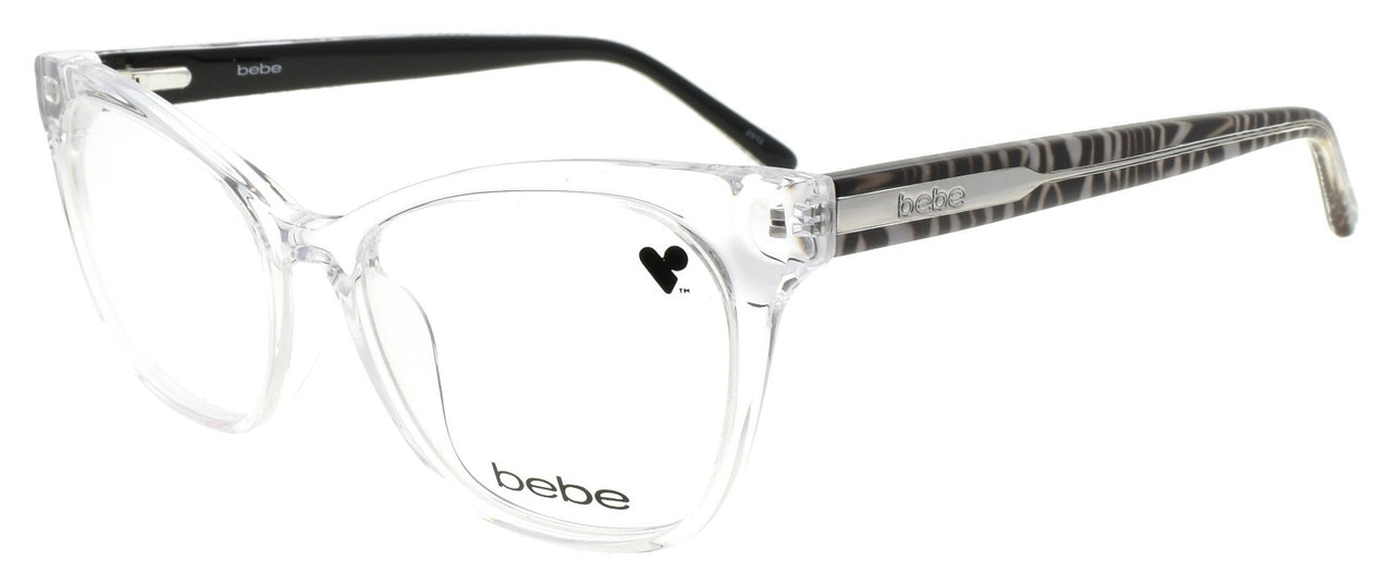 Bebe BB5210 970 Women's Eyeglasses Frames Cat Eye 53-16-140 Crystal Clear