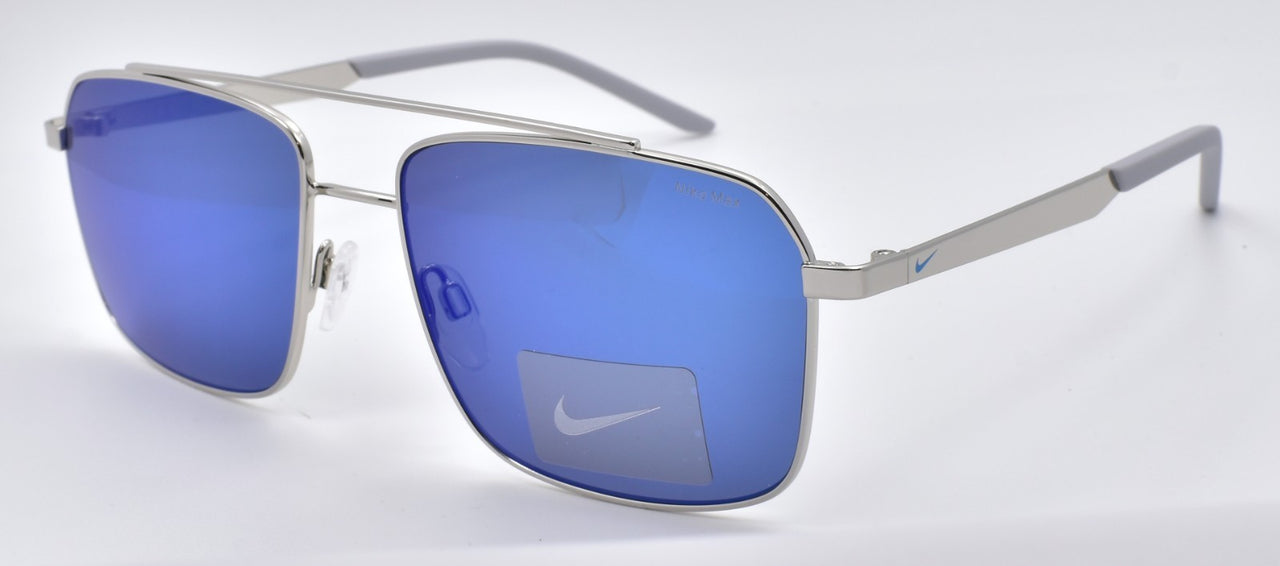 Nike Traveler Strike IB3676X 032 Men's Aviator Sunglasses Silver / Blue Mirror