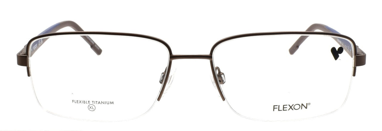 Flexon H6084 202 XL Men's Glasses Half-rim Matte Coffee 57-17-150 Flex Titanium