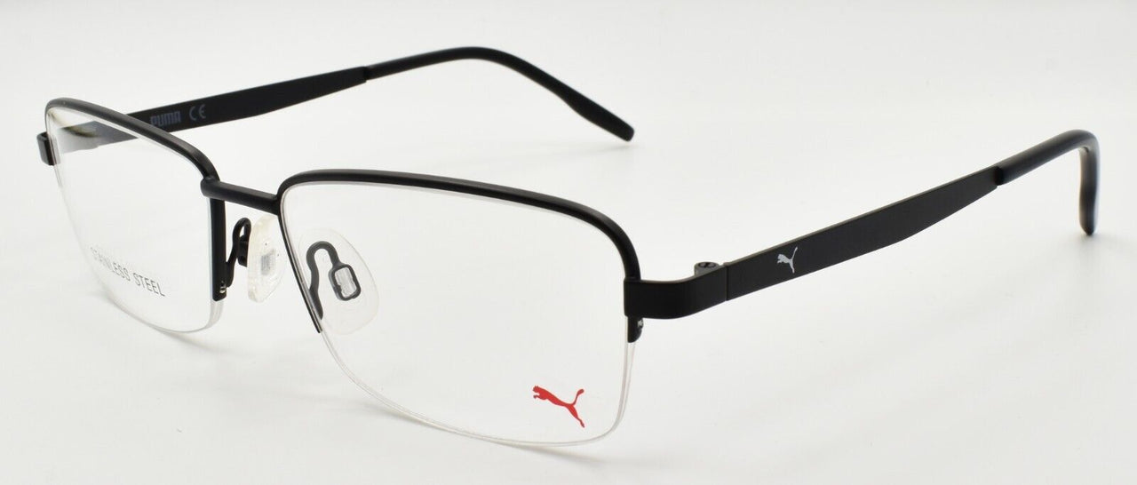 PUMA PE0144O 001 Men's Eyeglasses Frames Half-Rim 53-16-140 Black