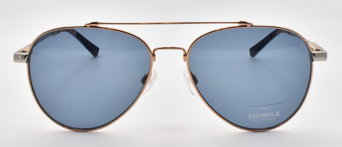 Shinola by Flexon SH2101S 781 Aviator Sunglasses 56-16-145 Rose Gold & Silver