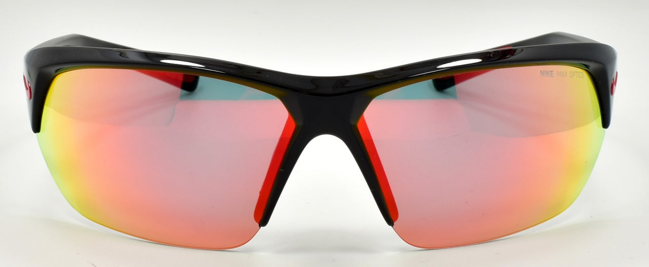 Nike Skylon Ace M DV2163 010 Men's Sunglasses Half-Rim Wrap Black / Red Mirrored