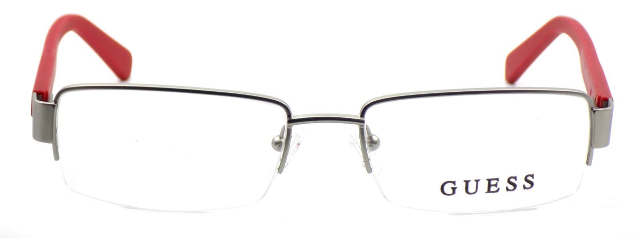 GUESS GU1774 SIRD Men's Half-Rim Eyeglasses Frames 55-18-145 Silver / Red