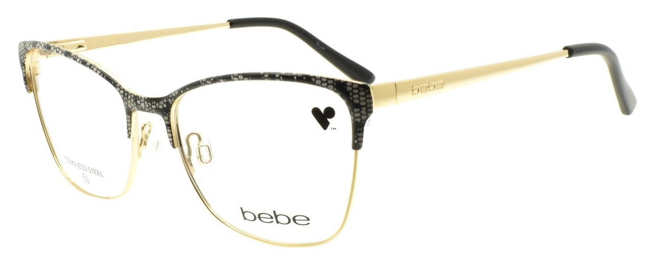 Bebe BB5221 001 Women's Eyeglasses Frames 52-16-135 Jet Lace Black Gold