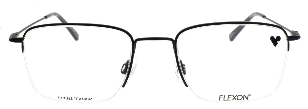 Flexon H6041 001  Men's Eyeglasses Half-rim Black 52-20-140 Flexible Titanium