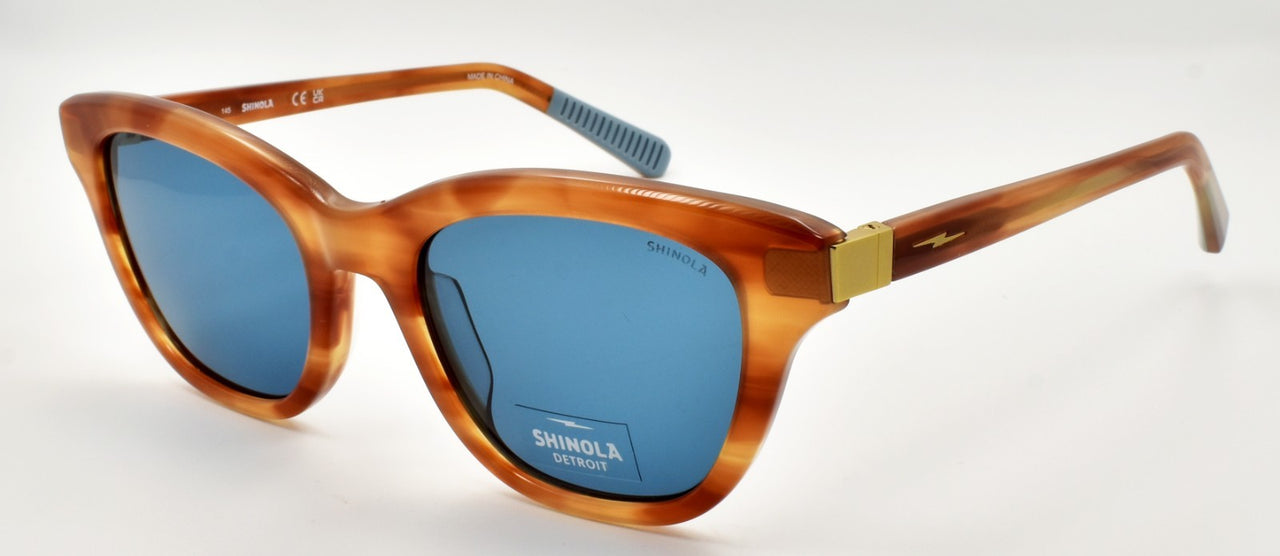Shinola by Flexon SH1503S 245 Women's Sunglasses Cat Eye 52-20-145 Amber Horn