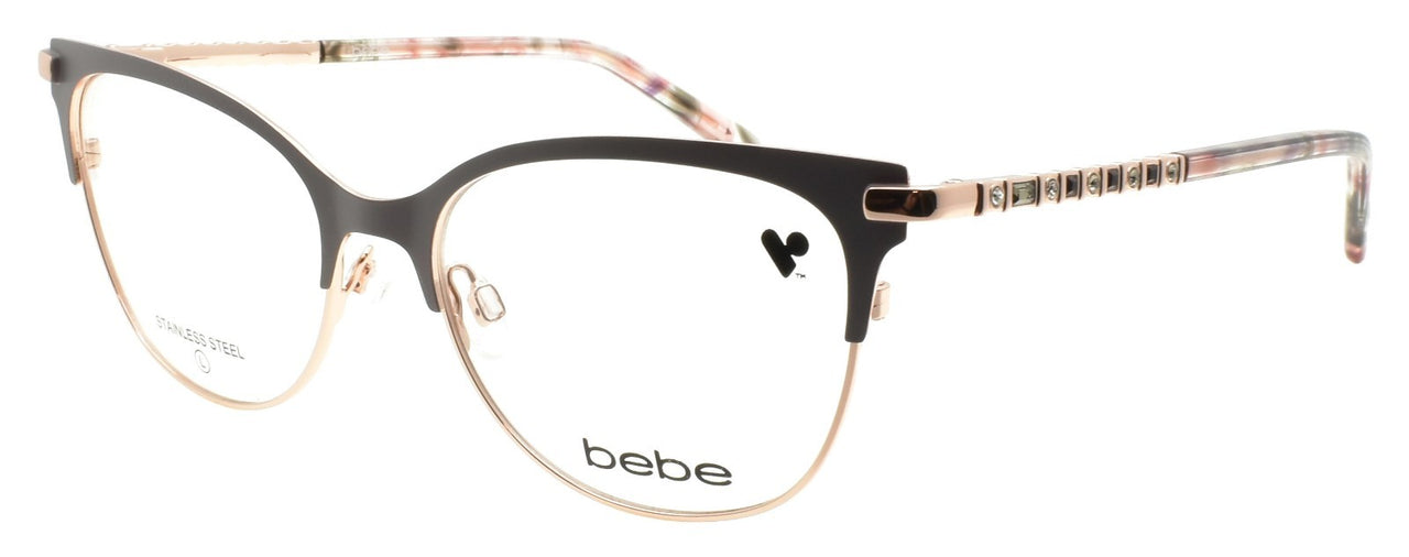 Bebe BB5224 020 Women's Eyeglasses Frames Cat Eye 55-17-140 Gray / Rose Gold