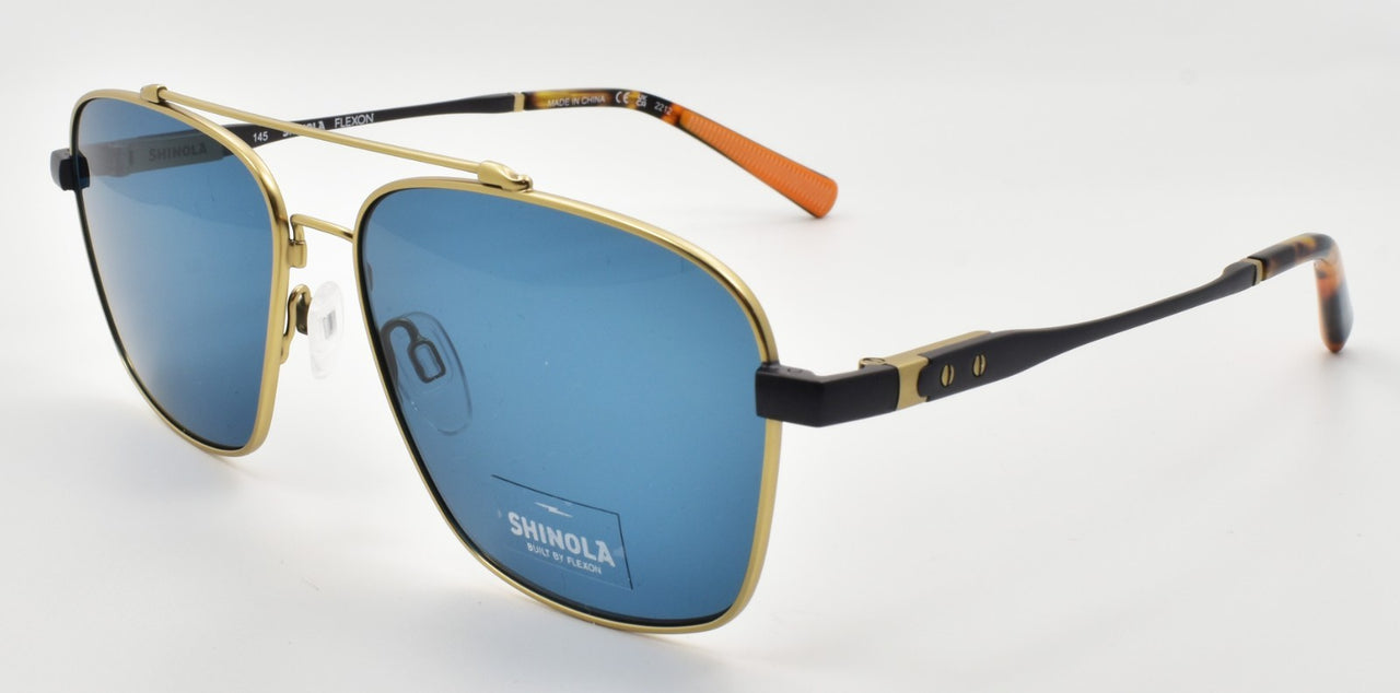 Shinola by Flexon SH2100S 718 Aviator Sunglasses 59-15-145 Satin Gold & Gunmetal