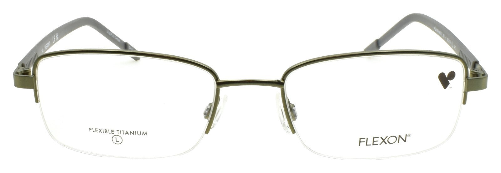 Flexon H6079 303 L Men's Glasses Frames Half-rim Satin Moss 52-19-145 Titanium1