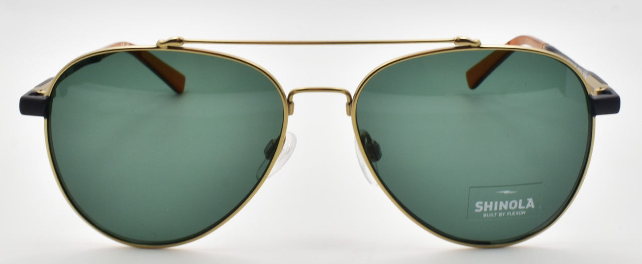Shinola by Flexon SH2101S 718 Aviator Sunglasses 60-16-145 Satin Gold & Gunmetal