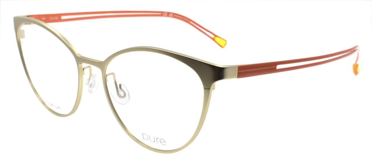 Airlock Pure P-5012 713 Women's Glasses Cat-Eye Titanium 52-16-145 Gold / Orange0