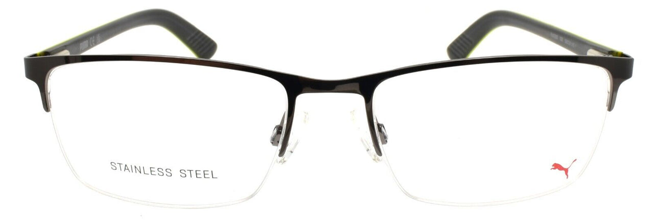 PUMA PU0028O 008 Men's Eyeglasses Frames Half-Rim 56-18-140 Gunmetal / Gray