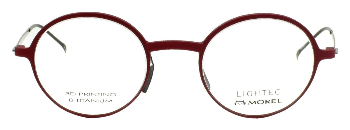 LIGHTEC 30077L RG23 Morel Eyeglasses Round 45-22-140 Red Black