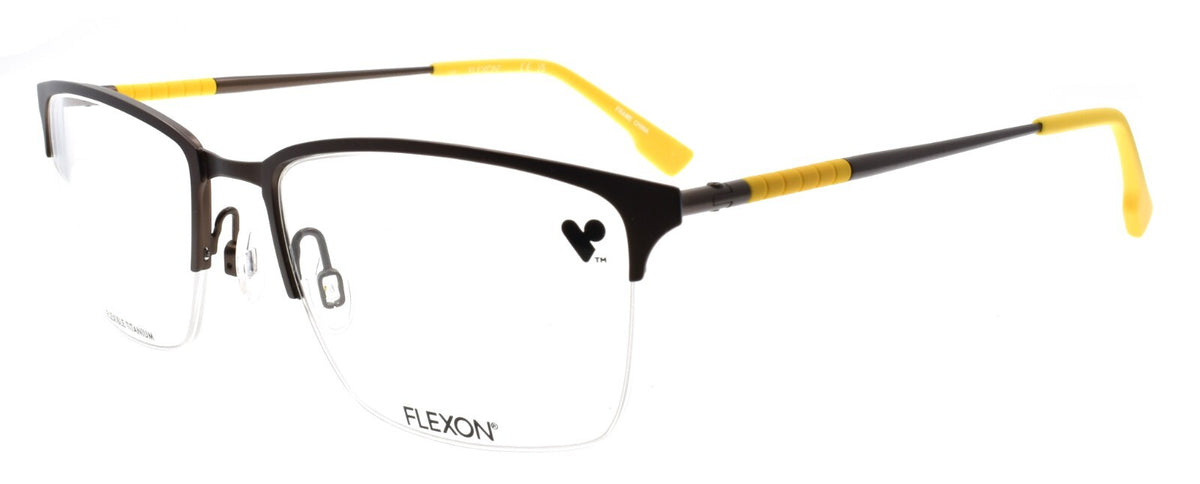 Flexon E1130 210 Men's Glasses Frames Half-rim Matte Coffee 55-20-145 Titanium