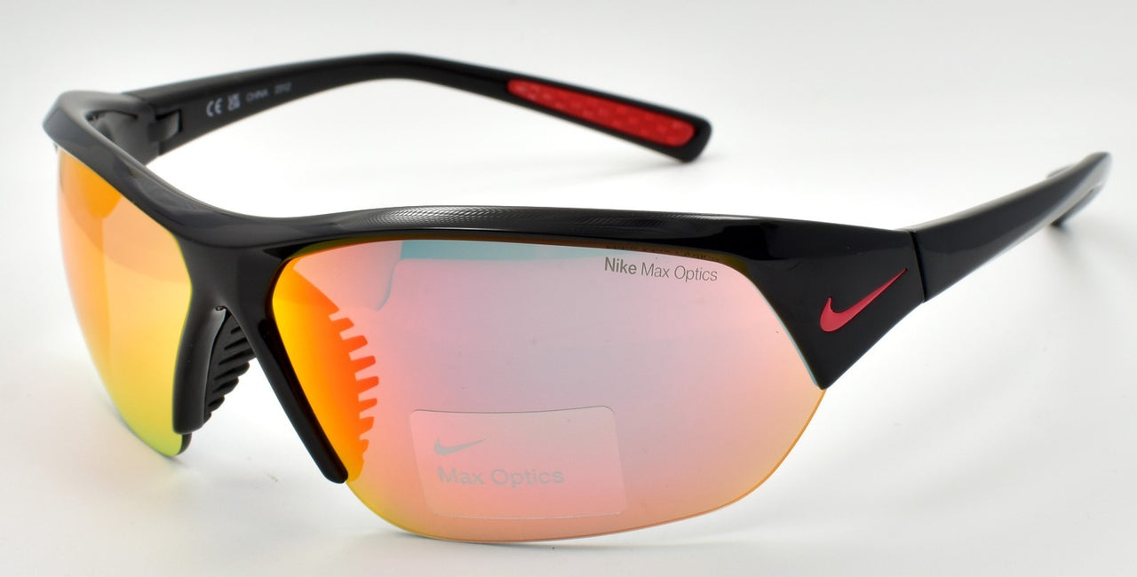 Nike Skylon Ace M FQ4684 010 Men's Sunglasses Half-Rim Wrap Black / Red Mirrored