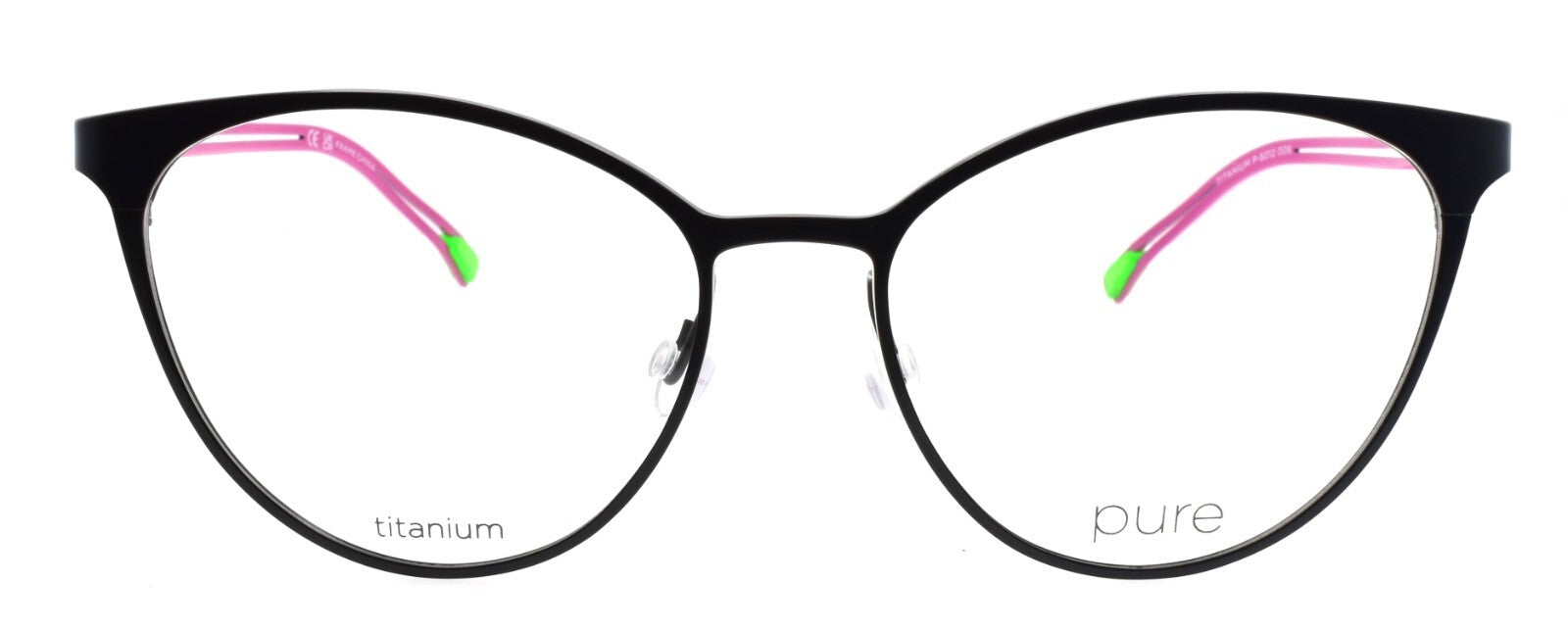 Airlock Pure P-5012 006 Women's Glasses Cat-Eye Titanium 52-16-145 Black / Pink1
