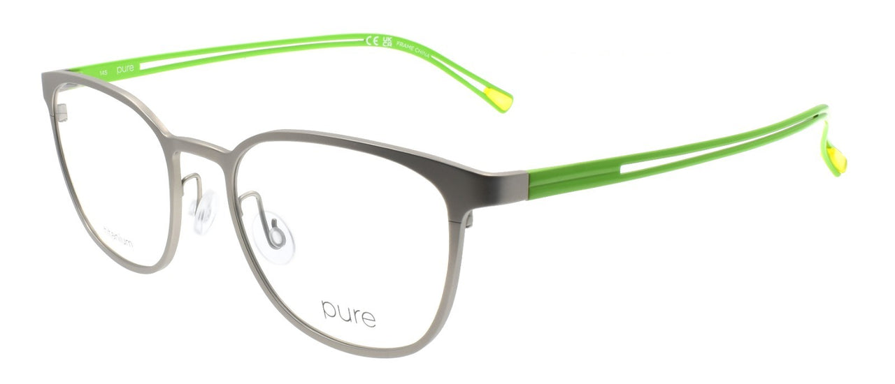 Airlock Pure P-4014 074 Eyeglasses Frames Titanium 50-19-145 Gunmetal / Green