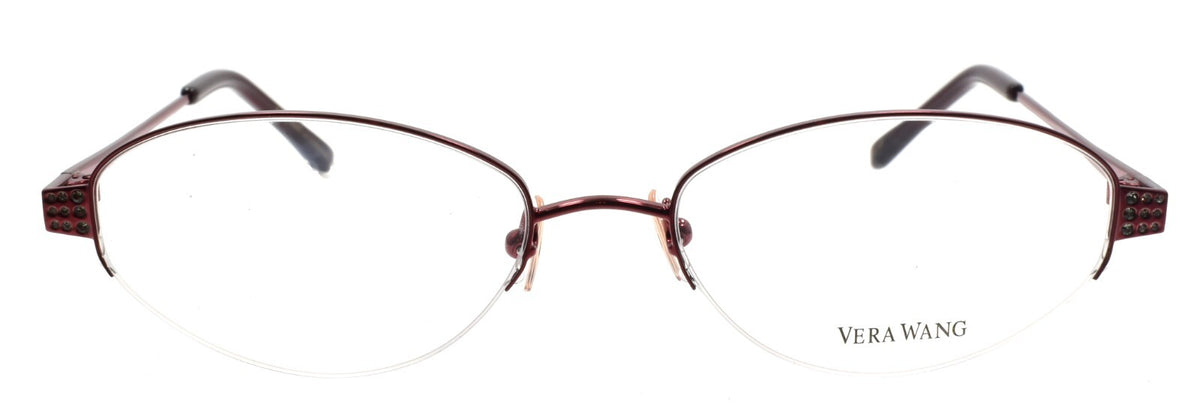 Vera Wang V902 BU Women's Eyeglasses Half-rim 53-17-135 Burgundy w/ Crystals