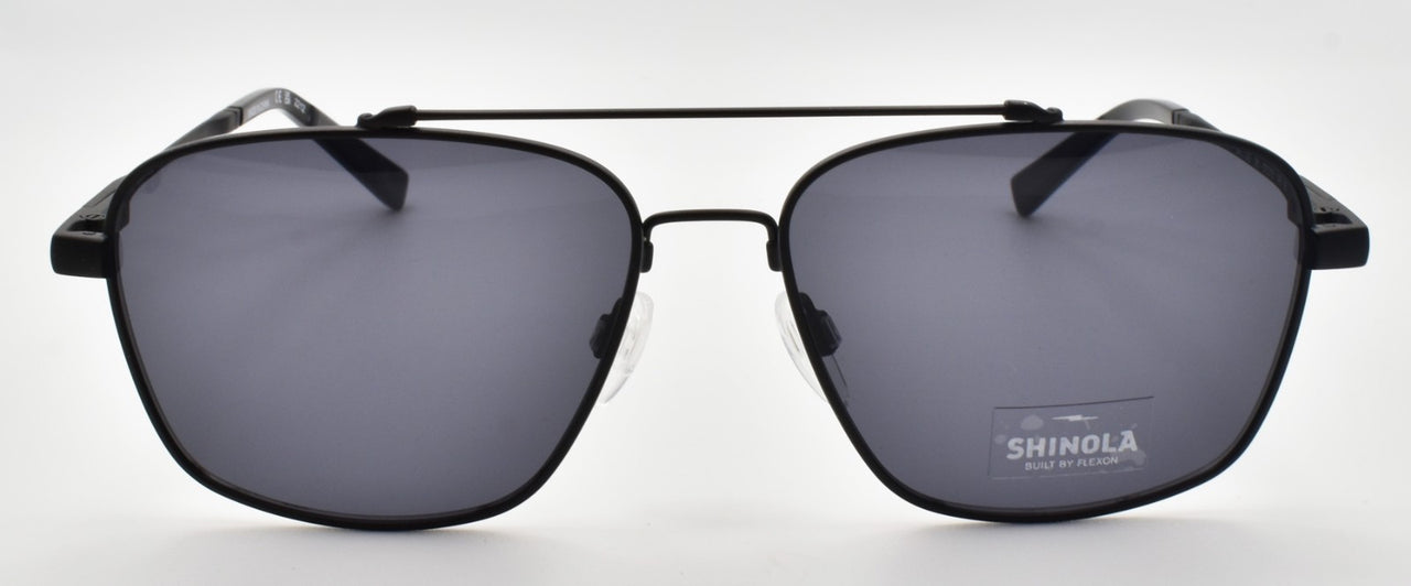 Shinola by Flexon SH2100S 001 Aviator Sunglasses 59-15-145 Satin Black / Gray