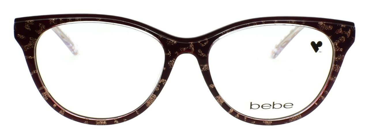 Bebe BB5189 610 Women's Eyeglasses Frames 55-17-135 Burgundy / Gold Sparkles