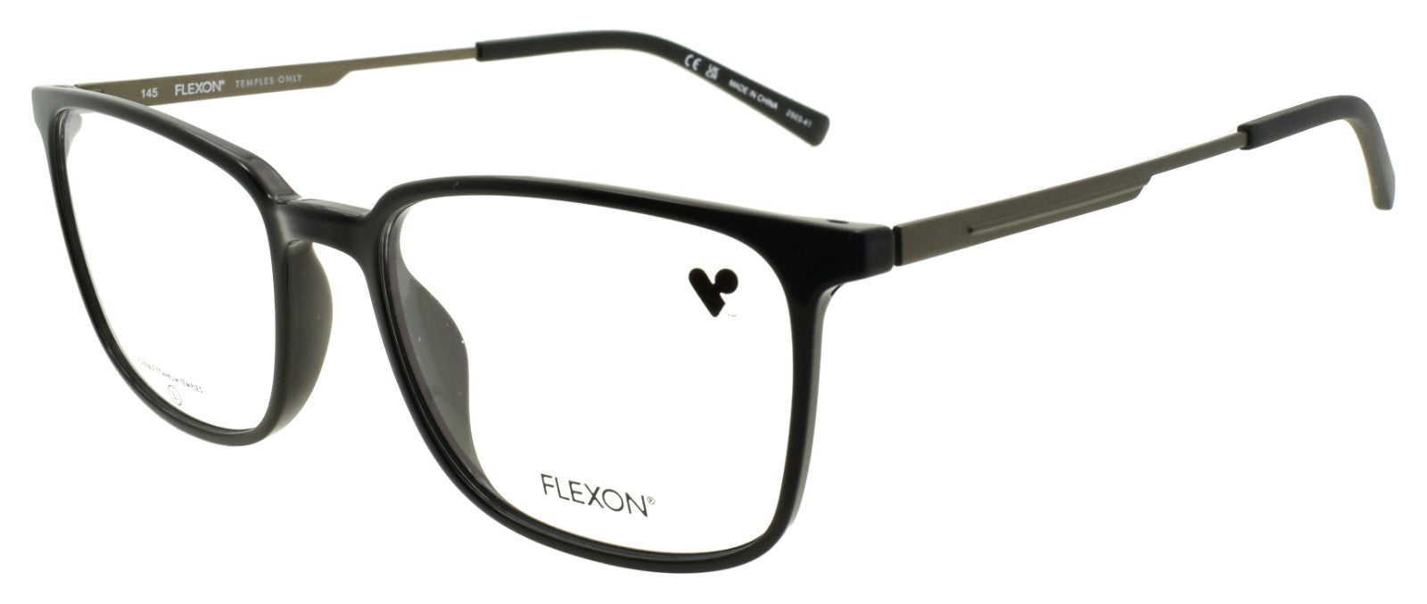 Flexon EP8024 001 Men's Eyeglasses Frames Black 55-18-145 Titanium Arms0
