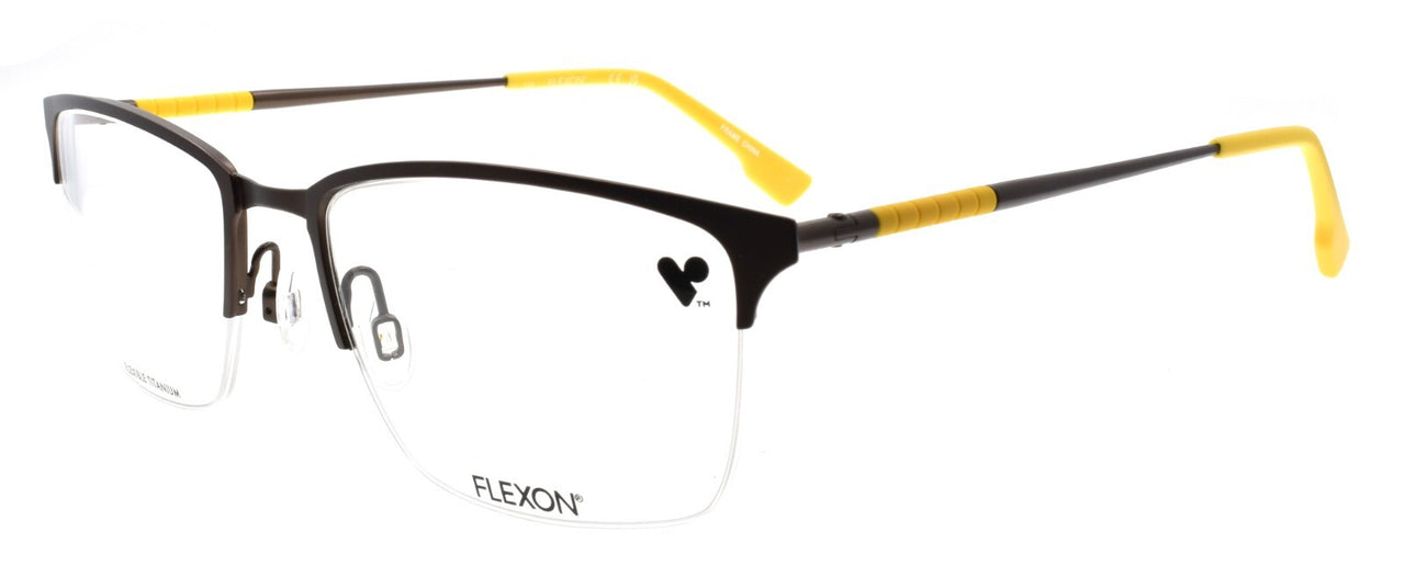 Flexon E1130 210 Men's Glasses Frames Half-rim Matte Coffee 55-20-145 Titanium