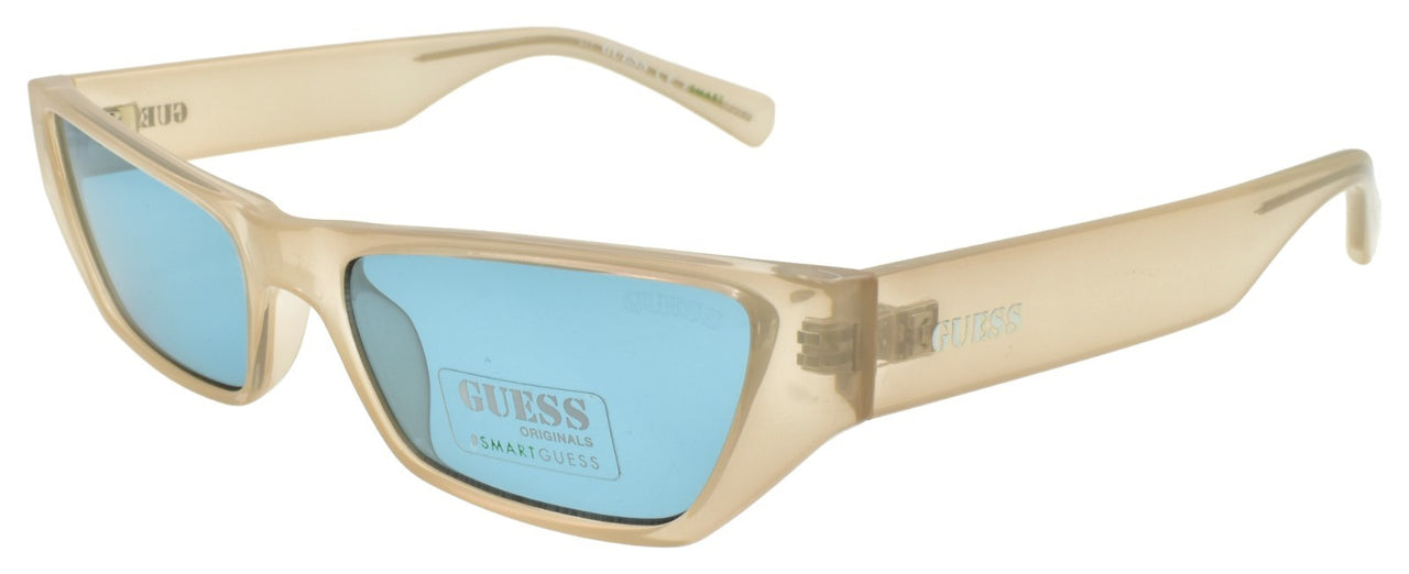 GUESS GU8232 57V Sunglasses Rectangle 56-17-145 Crystal Beige / Blue