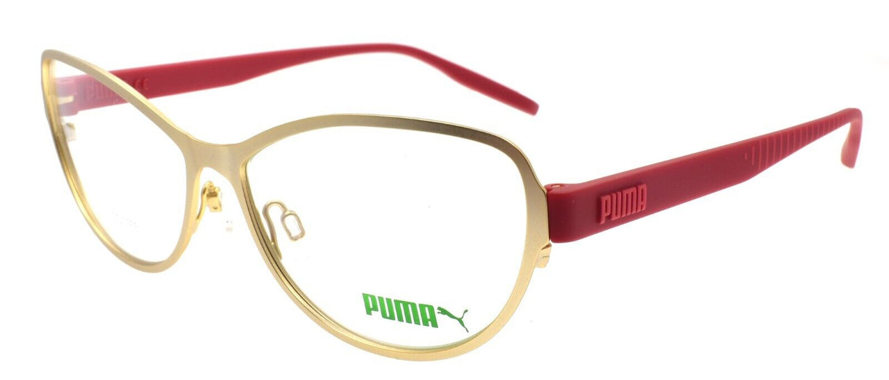 PUMA PU0292O 002 Women's Eyeglasses Frames Cat Eye 57-14-145 Gold / Red