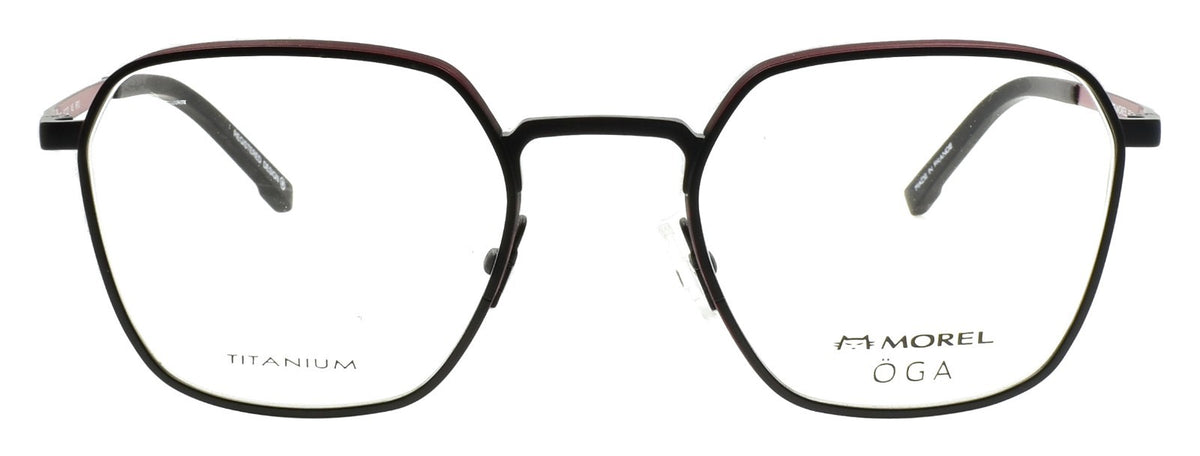 OGA 10165O NR10 Morel Men's Eyeglasses Frames Titanium 51-22-145 Black / Red