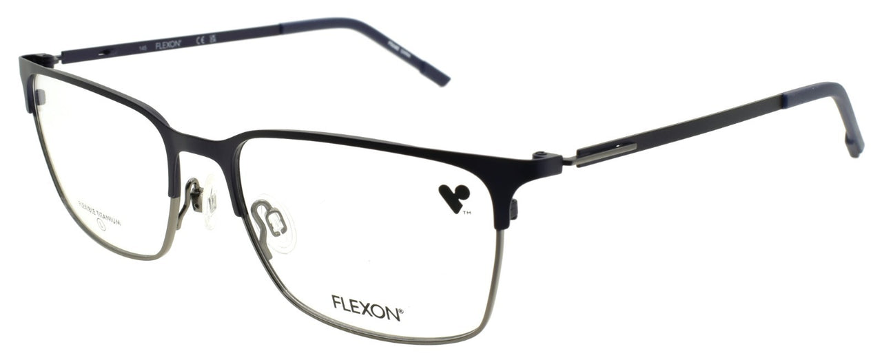 Flexon E1147 410 L Men's Eyeglasses Matte Navy Gunmetal 55-17-145 Flex Titanium
