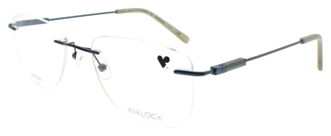 Airlock Crop 202 N 414 Men's Eyeglasses Frames Rimless 53-18-145 Satin Navy Blue