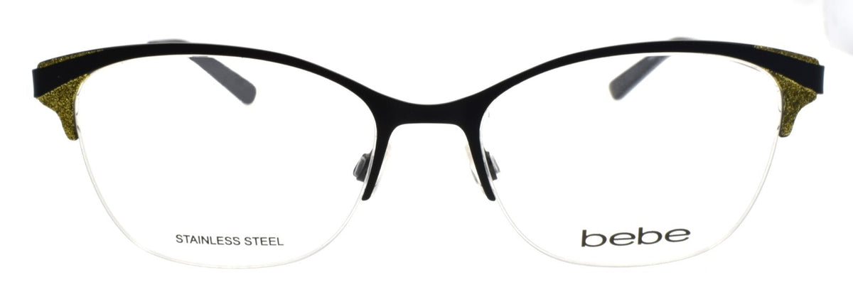 Bebe BB5204 001 Women's Eyeglasses Frames 52-17-135 Jet Black w/ Sparkles