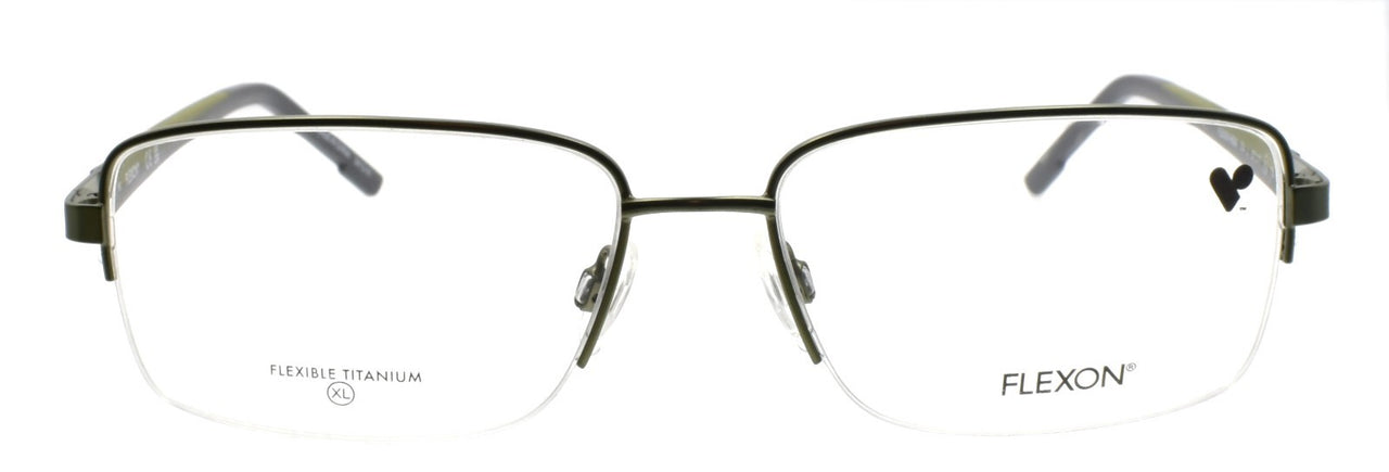 Flexon H6084 314 XL Men's Eyeglasses Halfrim Matte Moss 5717150 Flex Titanium1