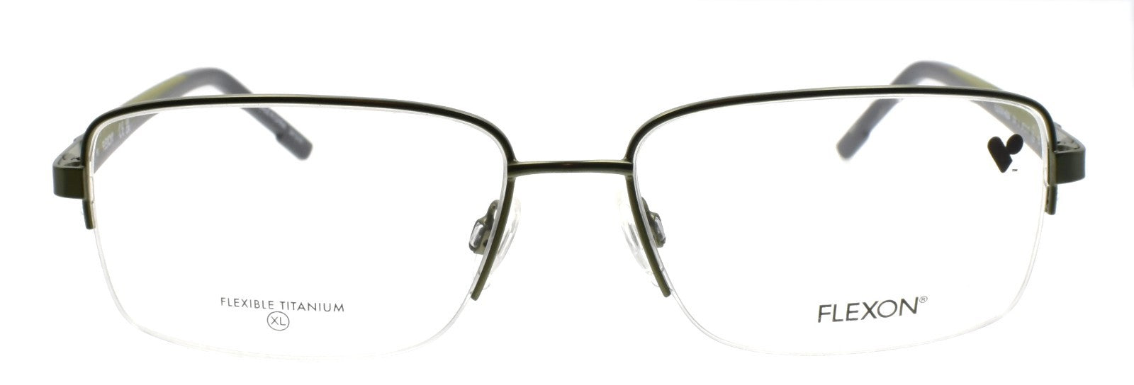 Flexon H6084 314 XL Men's Eyeglasses Halfrim Matte Moss 5717150 Flex Titanium1