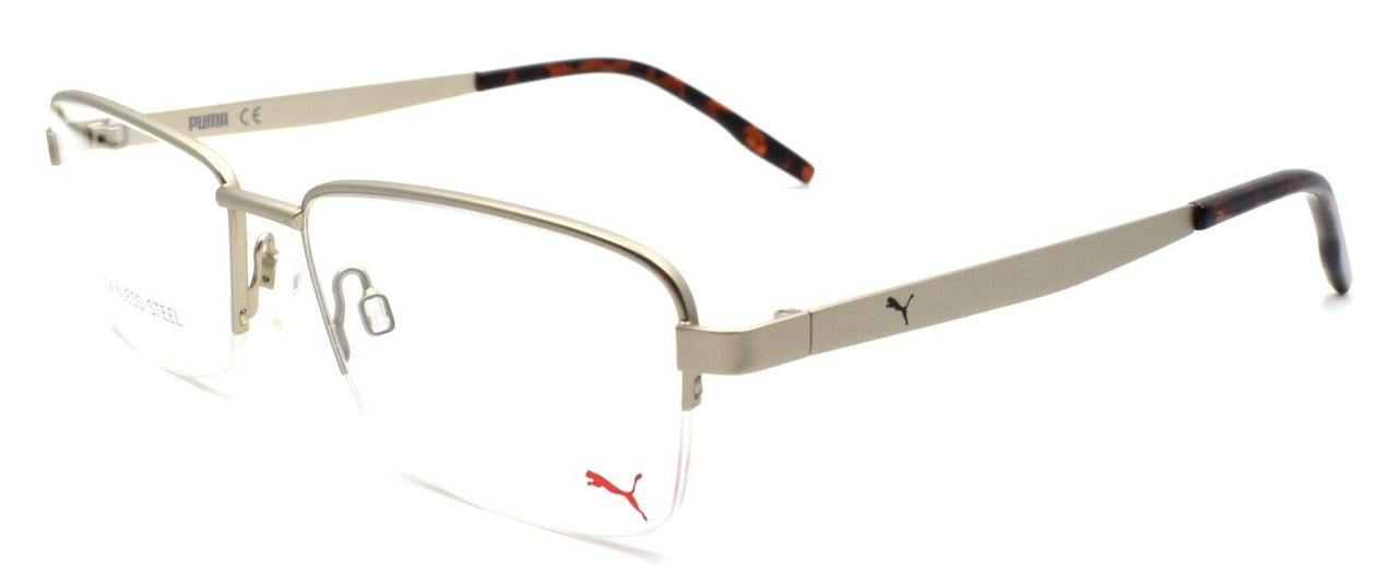 PUMA PE0144O 004 Men's Eyeglasses Frames Half-Rim 53-16-140 Silver