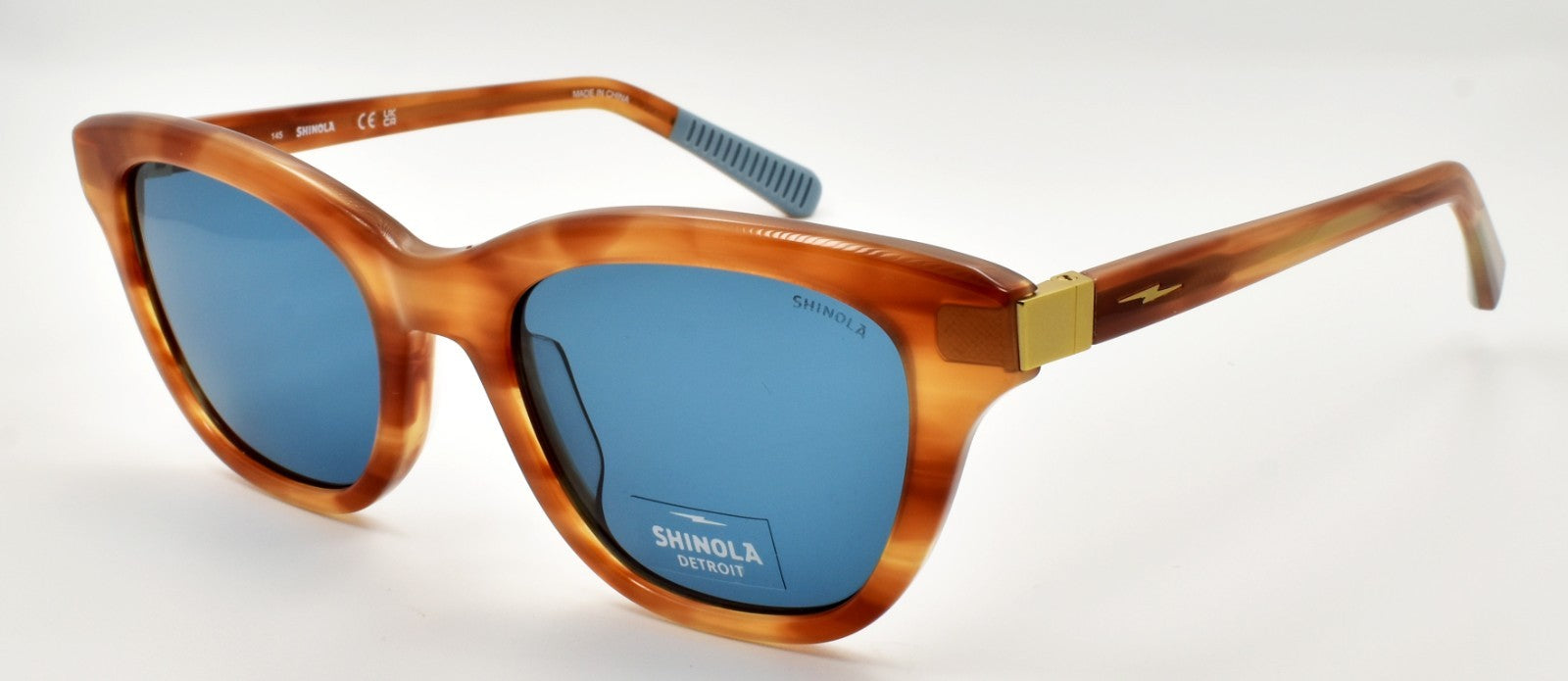 Shinola by Flexon SH1503S 245 Women's Sunglasses Cat Eye 52-20-145 Amber Horn0