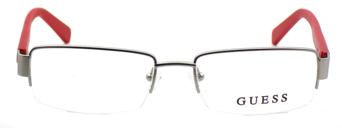 GUESS GU1774 SIRD Men's Half-Rim Eyeglasses Frames 55-18-145 Silver / Red