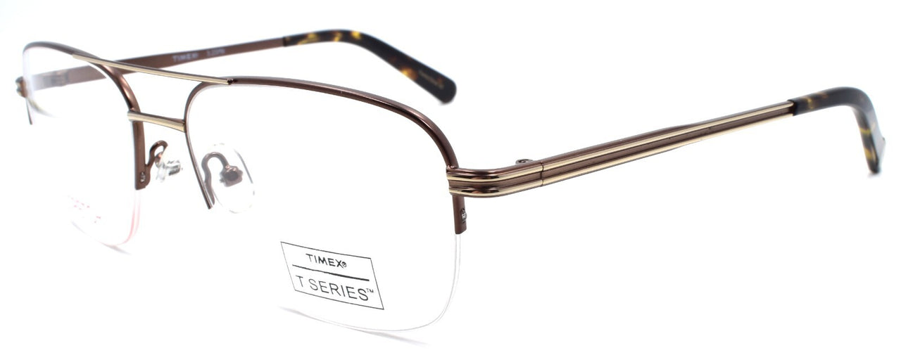 Timex 5:20 PM Men's Eyeglasses Frames Aviator Half-rim Flexible 56-17-140 Brown