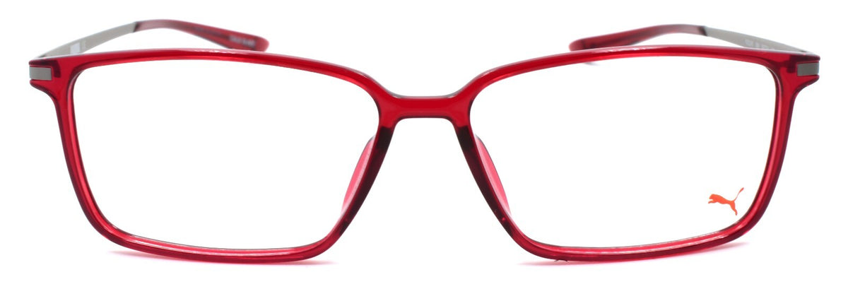 PUMA PU0114O 004 Eyeglasses Frames 55-14-145 Burgundy Red / Silver