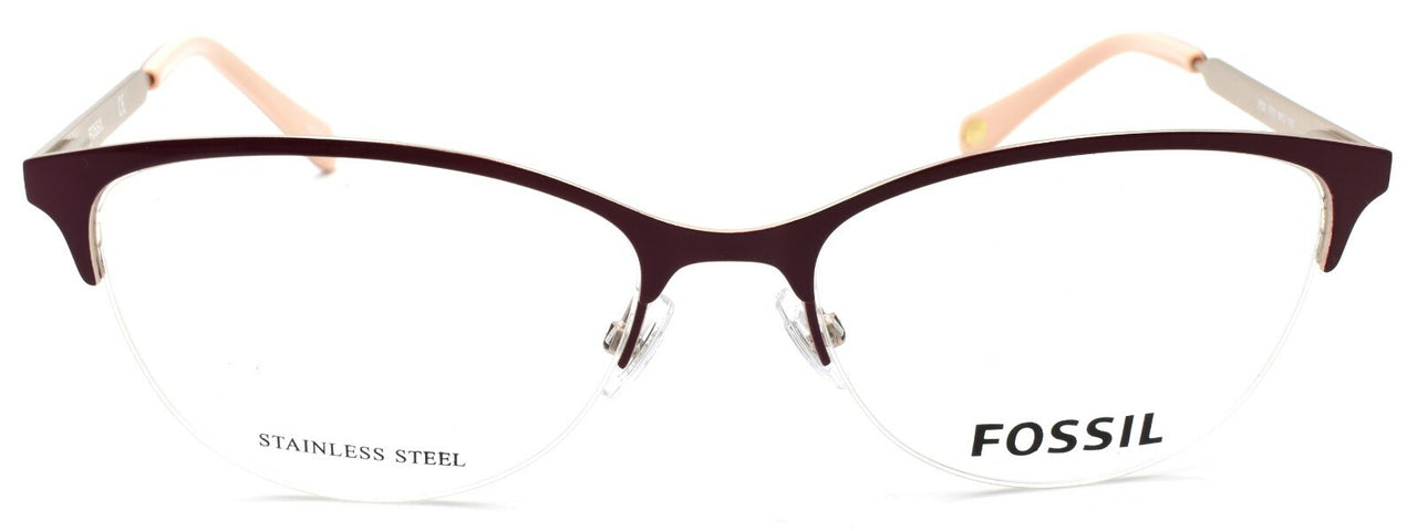Fossil FOS 7011 6K3 Women's Eyeglasses Frames Half-rim 54-17-145 Burgundy / Gold