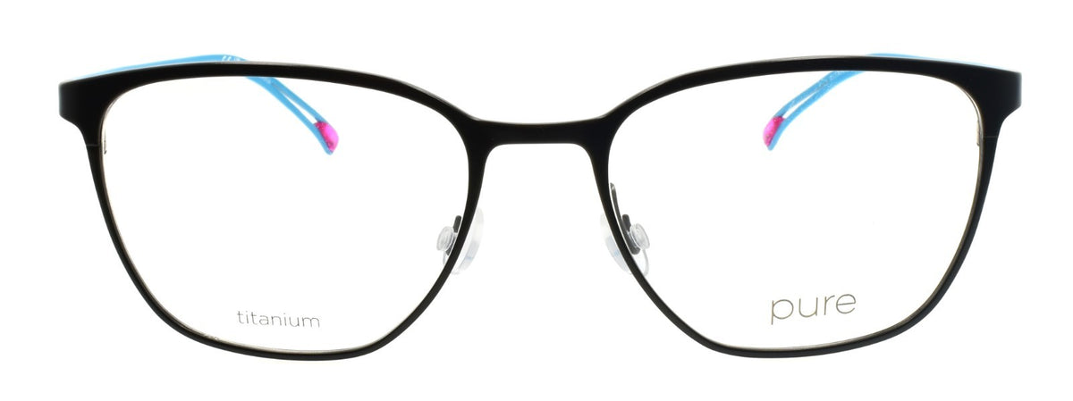 Airlock Pure P-5013 005 Women's Glasses Cat-Eye Titanium 53-18-145 Black / Blue