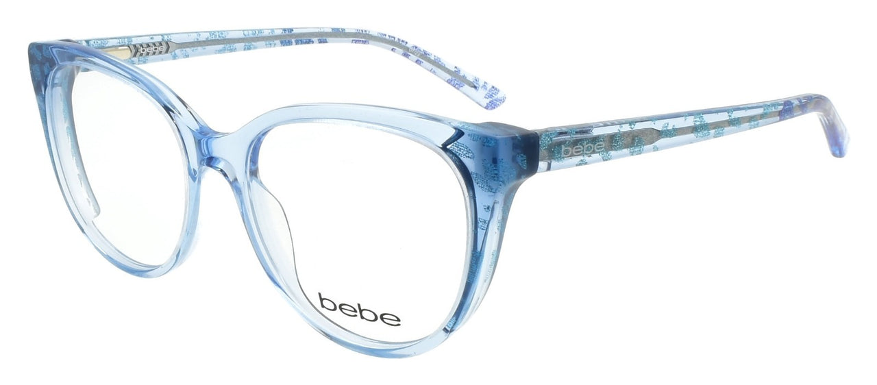 Bebe BB5208 422 Women's Eyeglasses Frames Acetate 52-17-135 Crystal Blue Animal