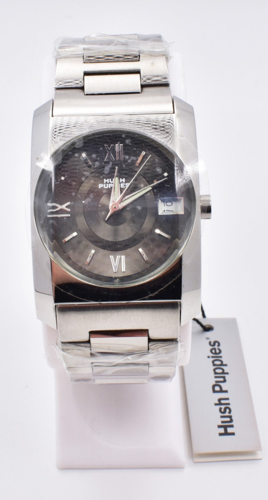 Hush Puppies HP.3217M.1521 Men's Watch Tank Quartz Steel Date NOS w/ Box